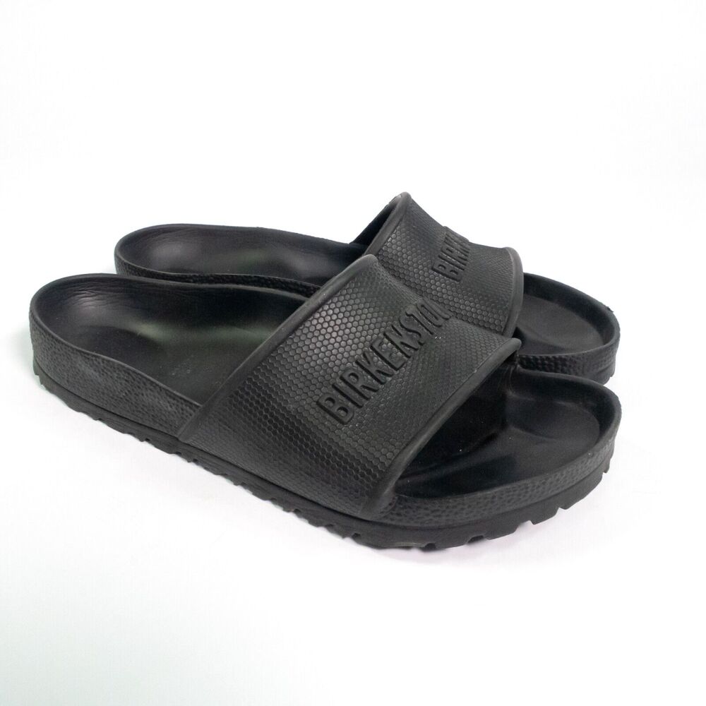 Birkenstock Barbados Black EVA Slides Unisex EUR 38 Women's 7 Men's 5 Spellout